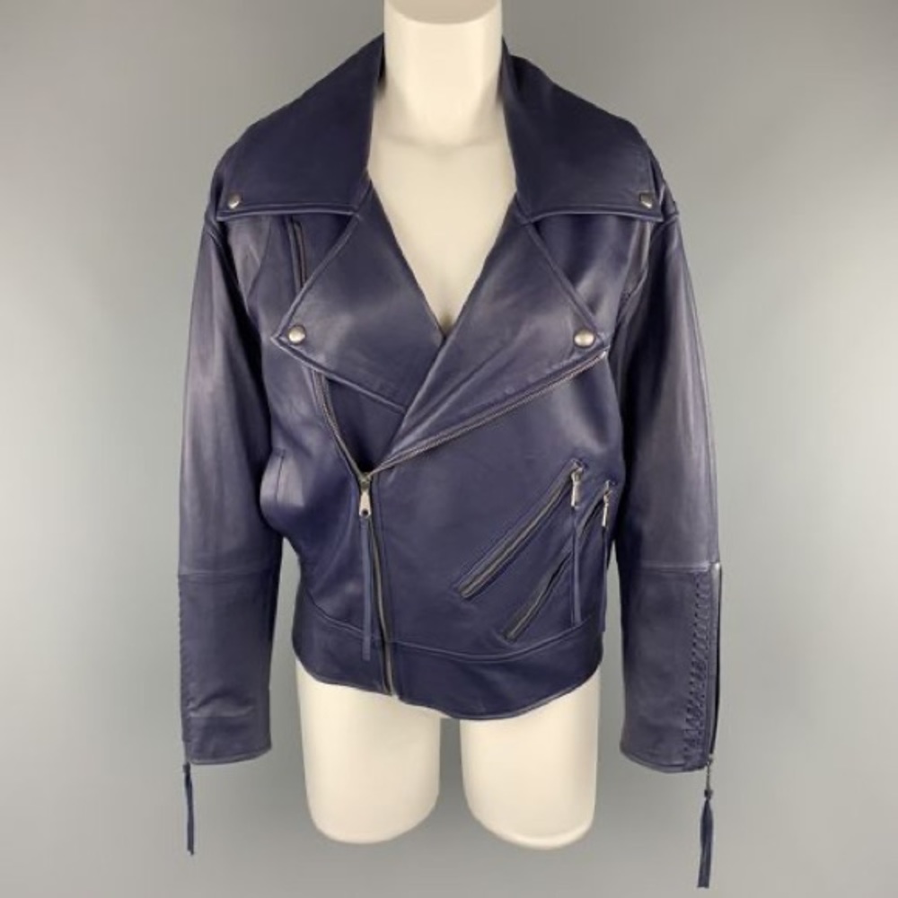 LN! Rebecca Minkoff navy Lambskin Moto Jacket Gorgeous! M